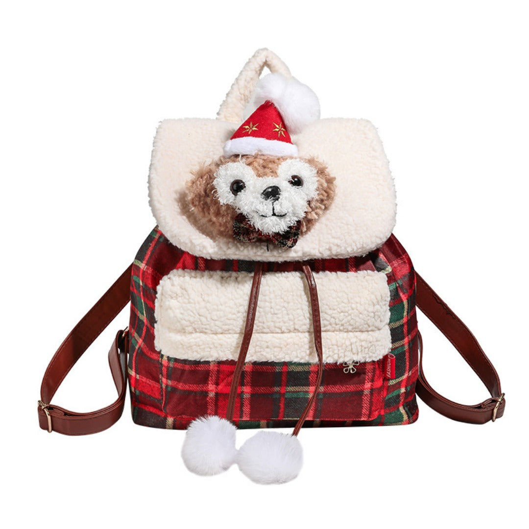 Toddler purse, cute bear backpack, autumn and winter plush backpack purse for girls, day gift christmas backpack small