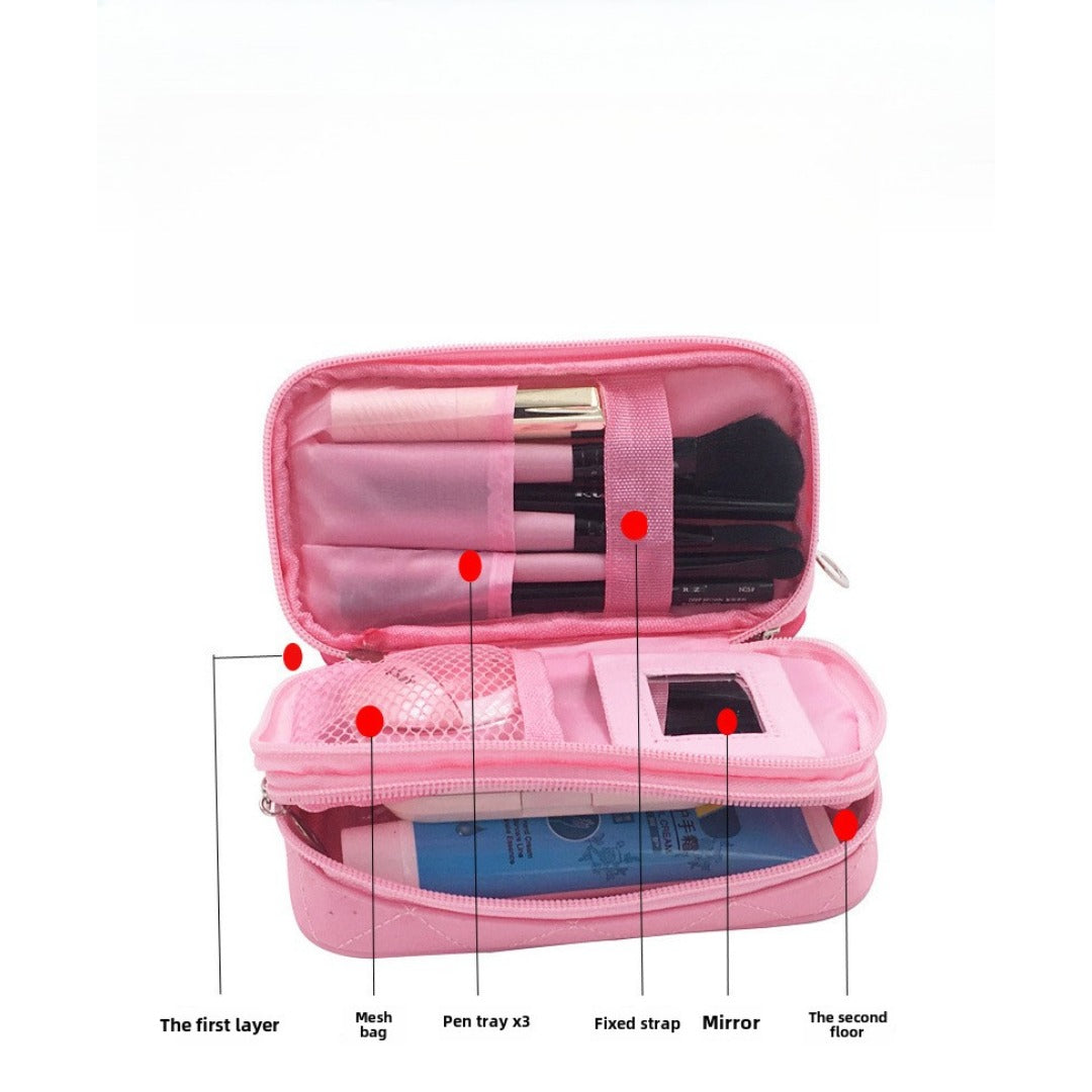 Nylon Cosmetic Bag, Waterproof Geometric Rhombus Cosmetic Wash Bag, makeup bag with compartments for College Dorm Camp Gym