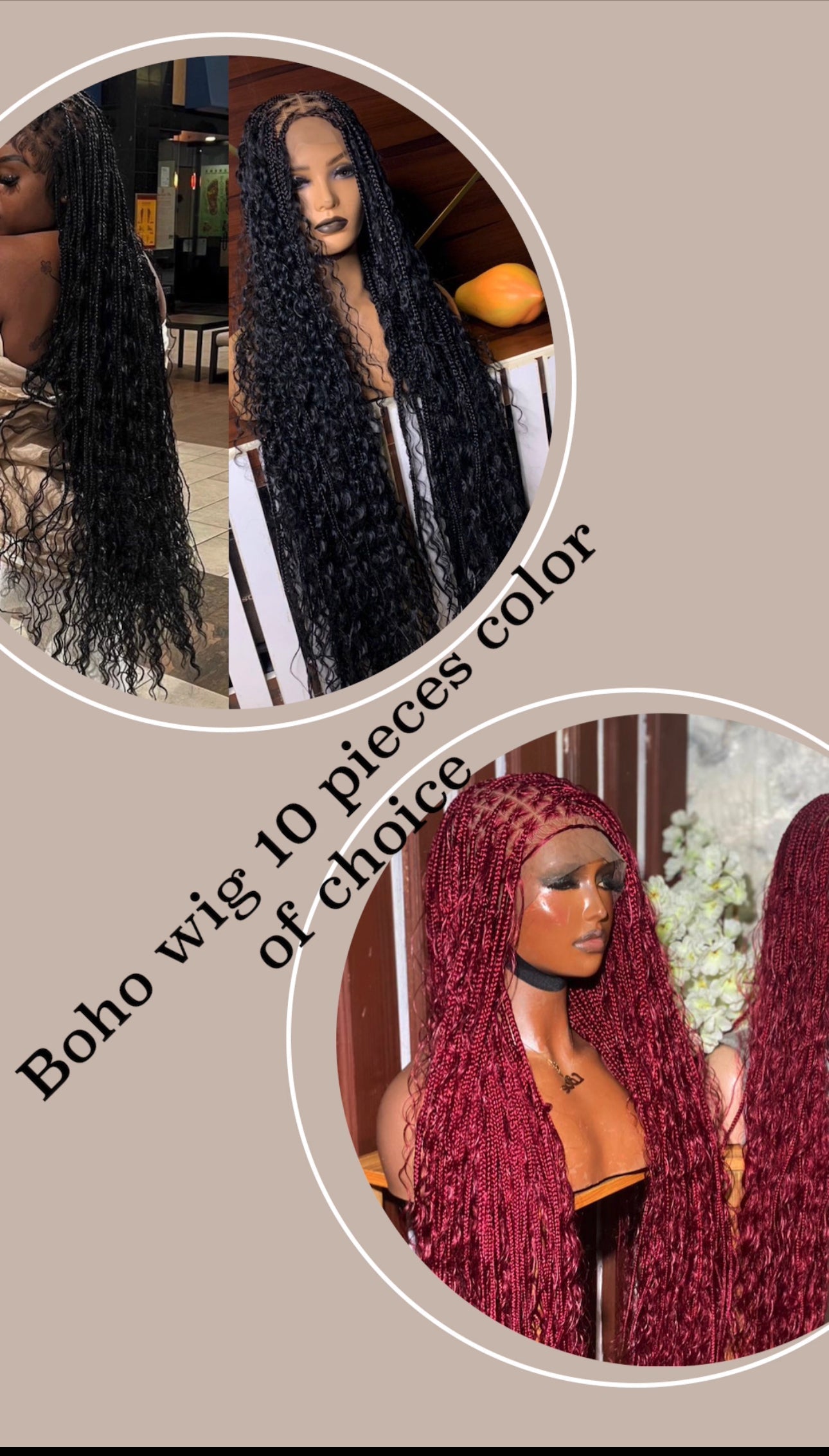 10 pieces boho braids wig any color of choice