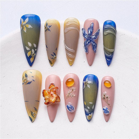 1069 Handmade Nail Wear Nail Art Reusable Press on Nails False Nails