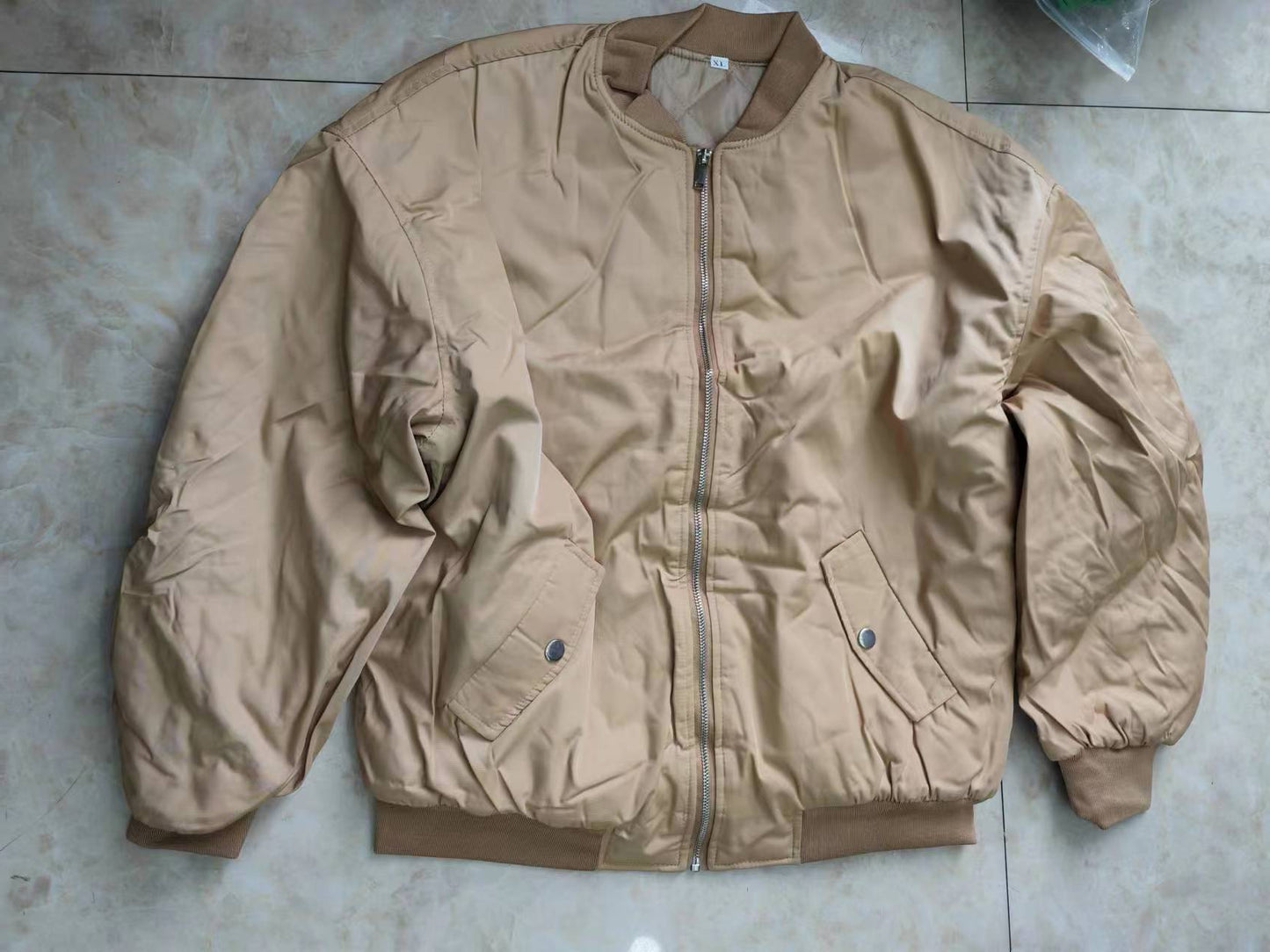 Women Same Loose Zip Cotton Padded Coat Flight Autumn Classic Varsity Jacket (Fabric Reflection To Form A Slight Color Difference)