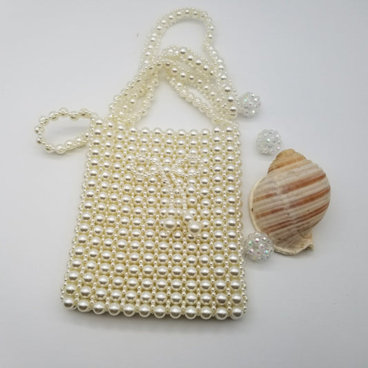 Exquisite Bow Pearl Handmade Beaded Bag Women Retro Shoulder Bag Messenger Bag Pearl Bag