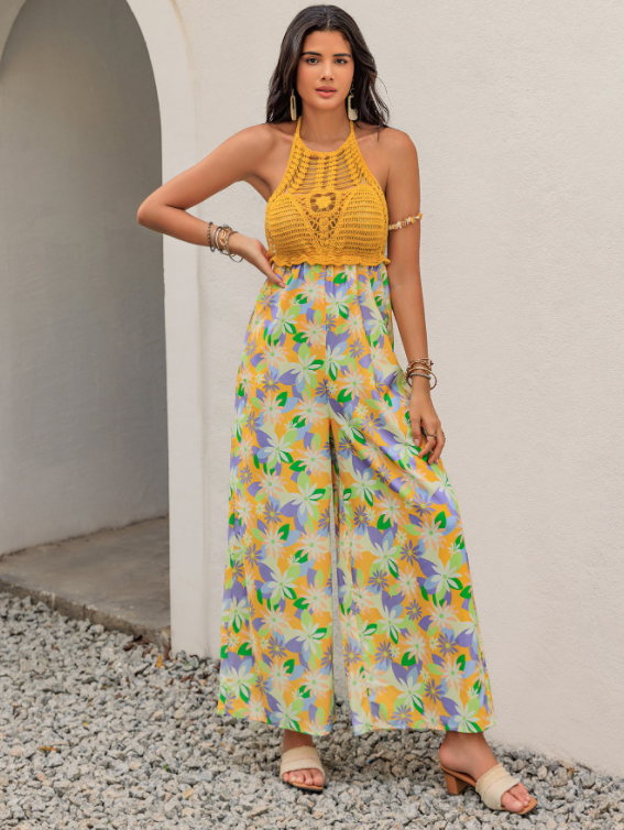 Delivery Seaside Vacation Casual Women V neck Jumpsuit