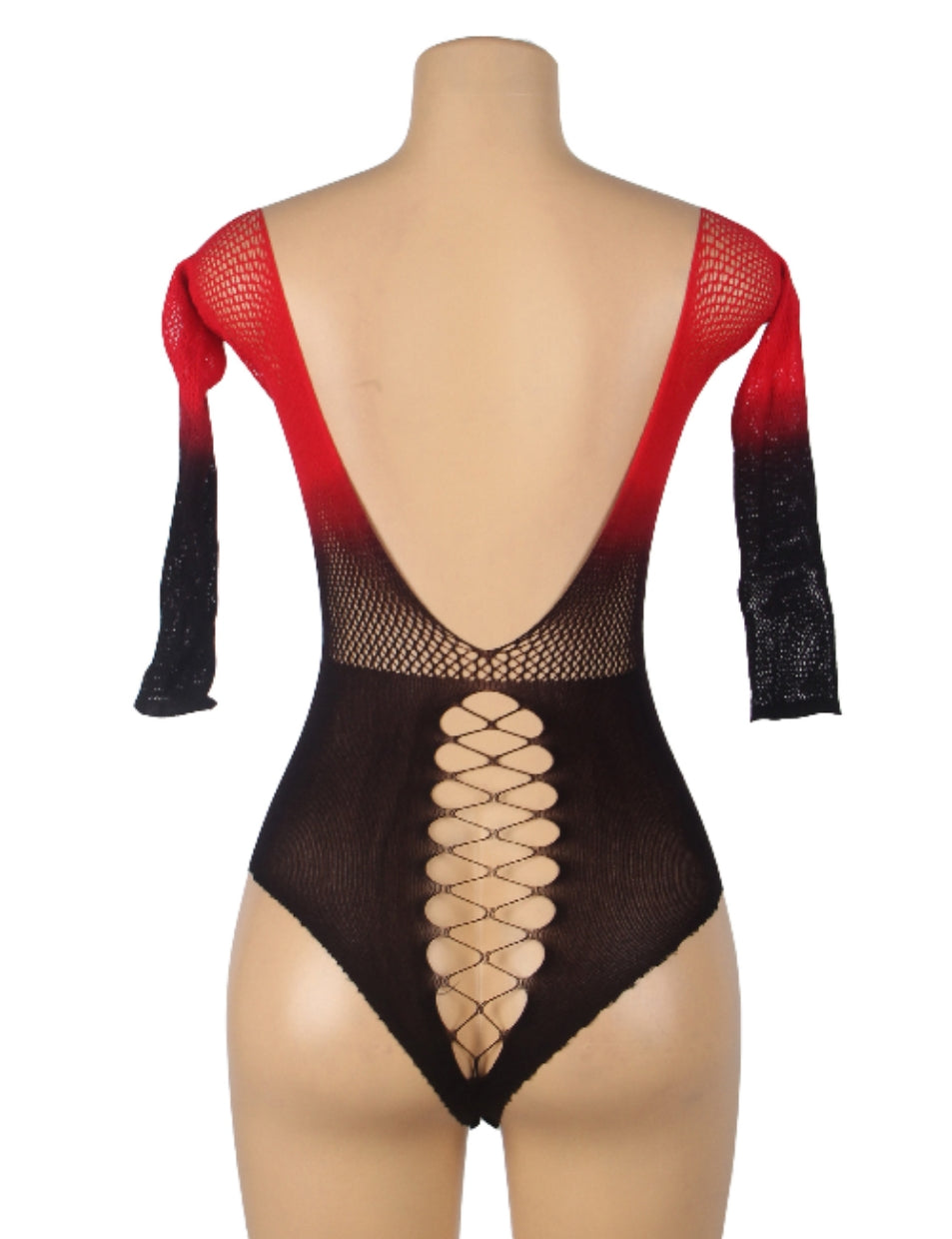 Sexy Underwear Sexy Cutout See through Fishnet Clothes Black Red Women Two Tone Gradient Elastic Fishnet Body Stockings