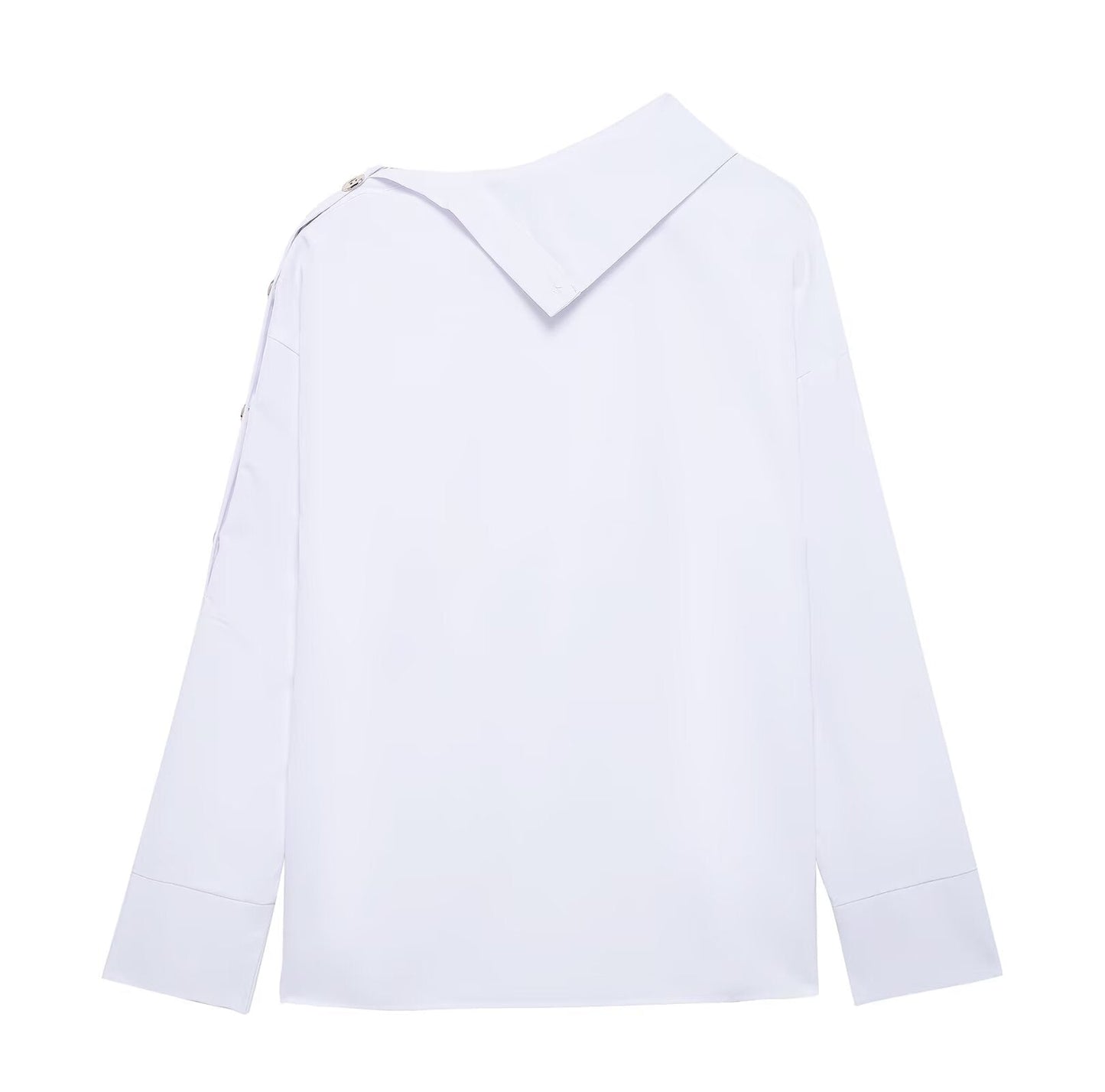 Summer Women Clothing Elegant Socialite Turtleneck Metal Buckle off Shoulder Shirt Women
