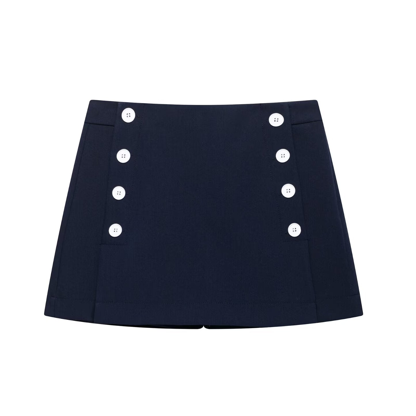 Women Clothing Pure All Match Breasted Decorative Skirt