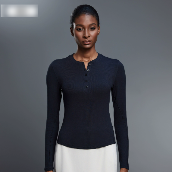Autumn Casual All Match Henley Shirt Modal Skin Friendly Sports Top Fitness Yoga Long Sleeve T shirt Women