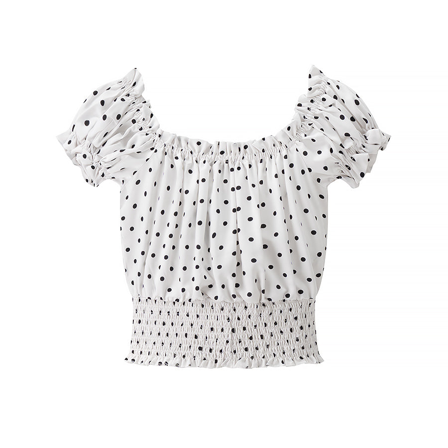Short Top Printed Sexy Polka Dot Autumn Sexy Women off Shoulder