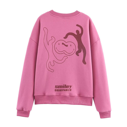 Women Clothing Autumn Winter Casual All Match round Neck Loose Printed Sweatshirts