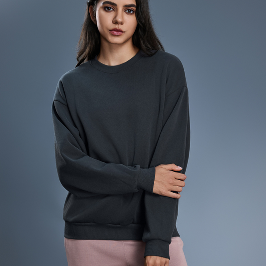 Autumn Winter Loose round Neck Sweater Women Idle Office Casual All Matching Warm Pullover Velvet Hoodie