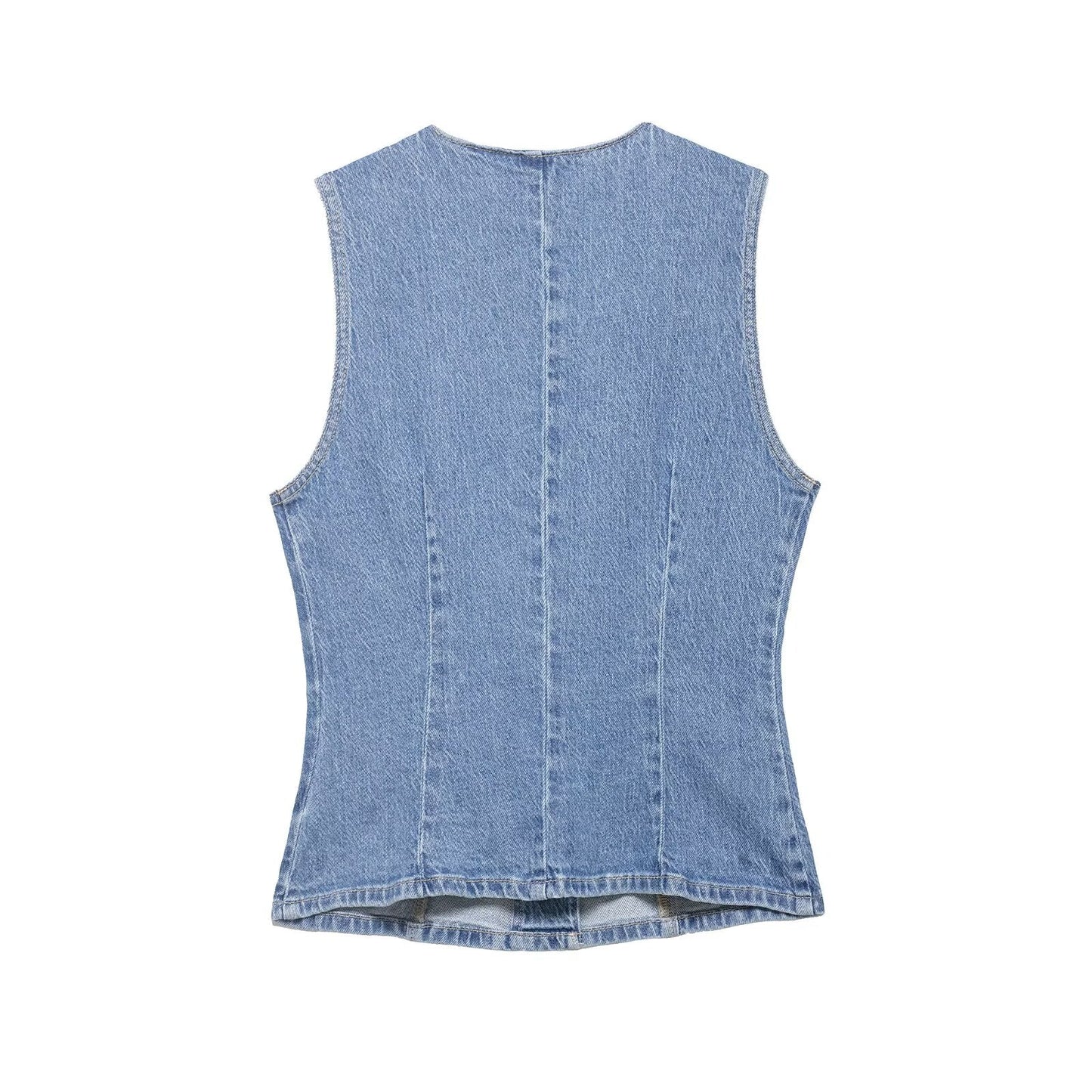Women Double Breasted Denim Vest