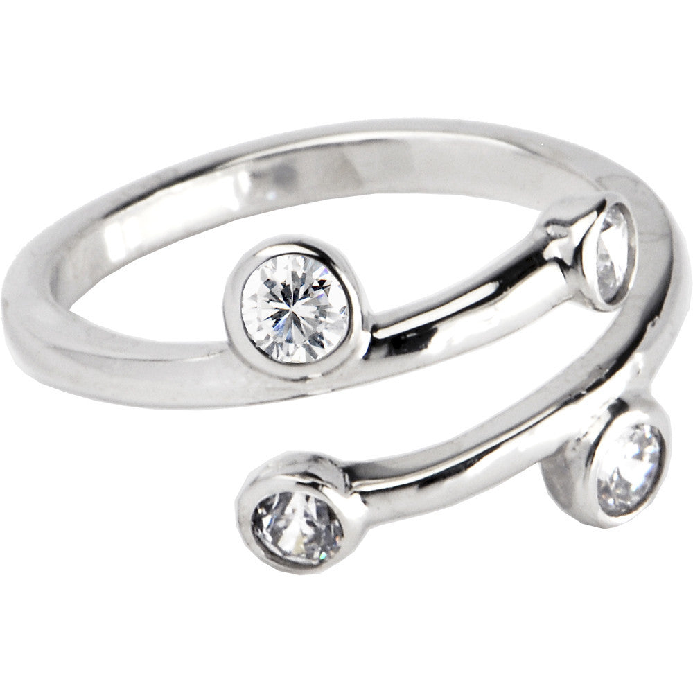 Sterling Silver 925 Cubic Zirconia Spiral Toe Ring