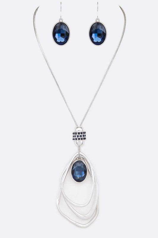 Crystal Drop & Hoops Necklace Set