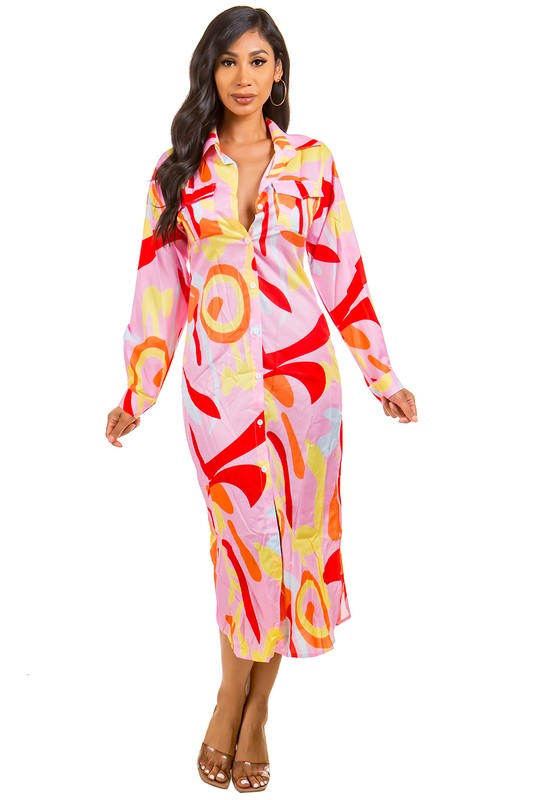SHIRT STYLE LONG MAXI DRESS