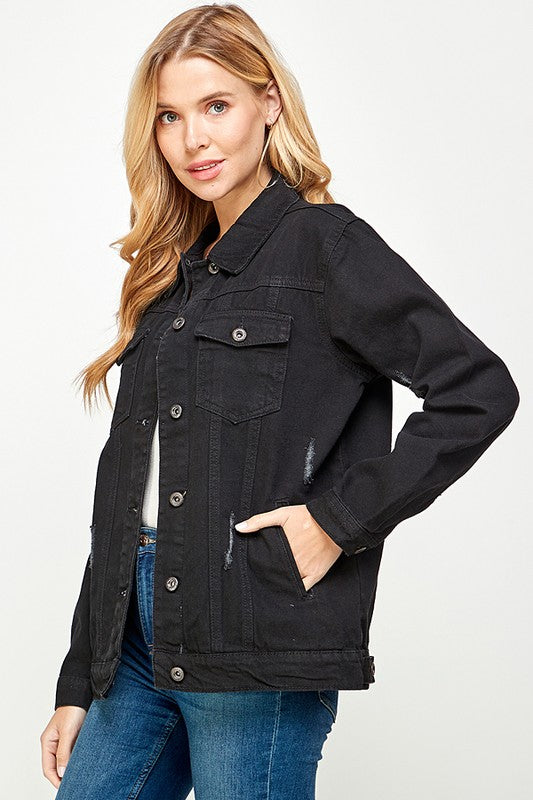 Women's Denim Jacket with Fleece Hoodies