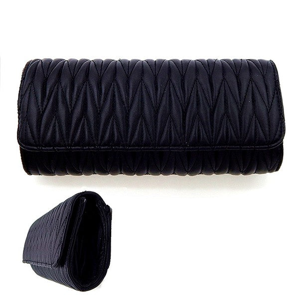 Black Shiny Cloth Cushion Evening Clutch