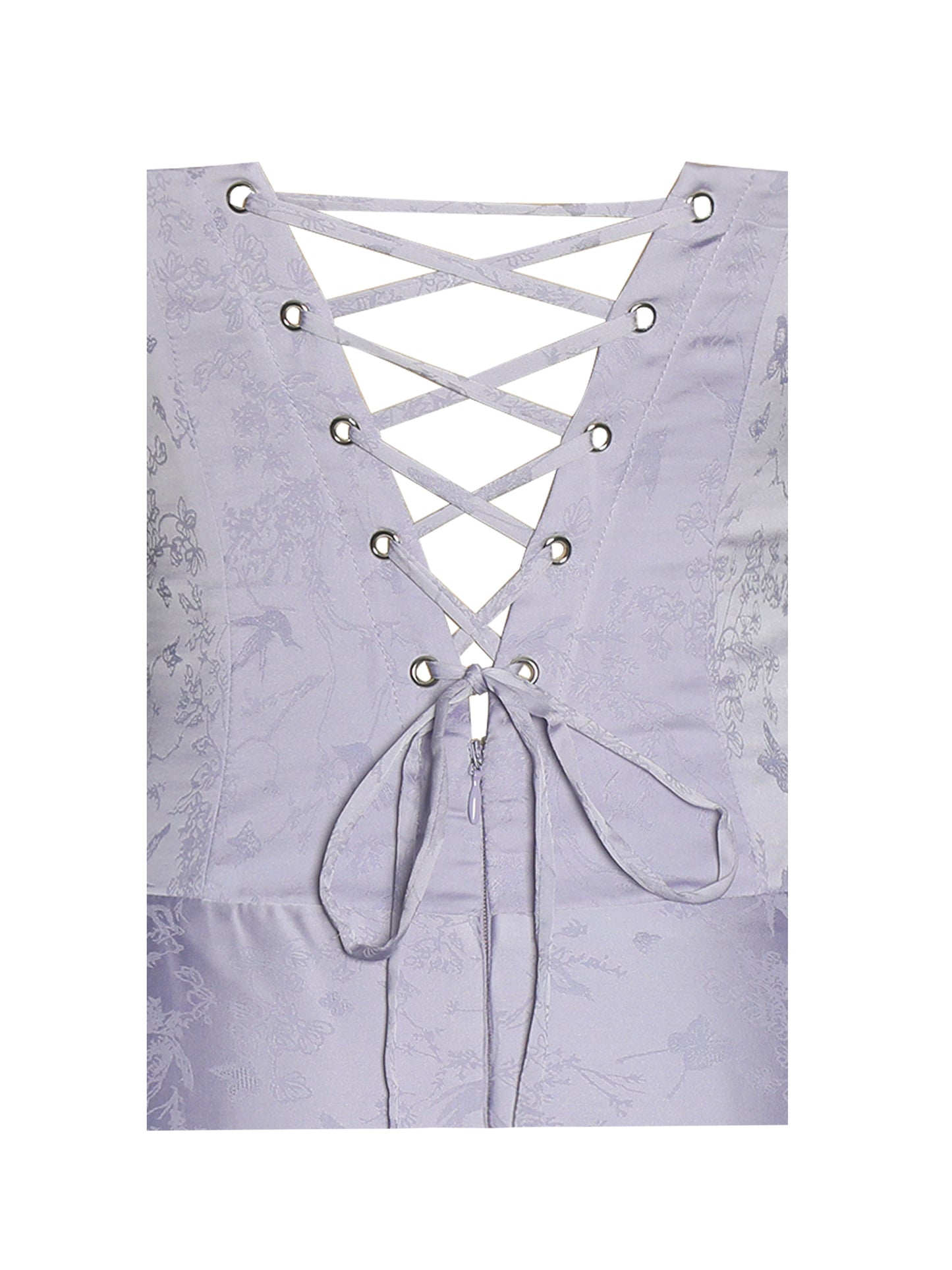 Raegan Taro Purple Jacquard Rouched Maxi Dress