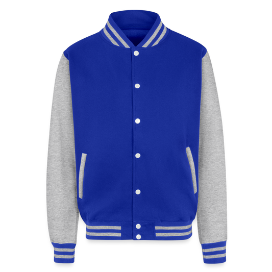 Just Hoods Heavyweight Letterman Jacket - royal/heather grey