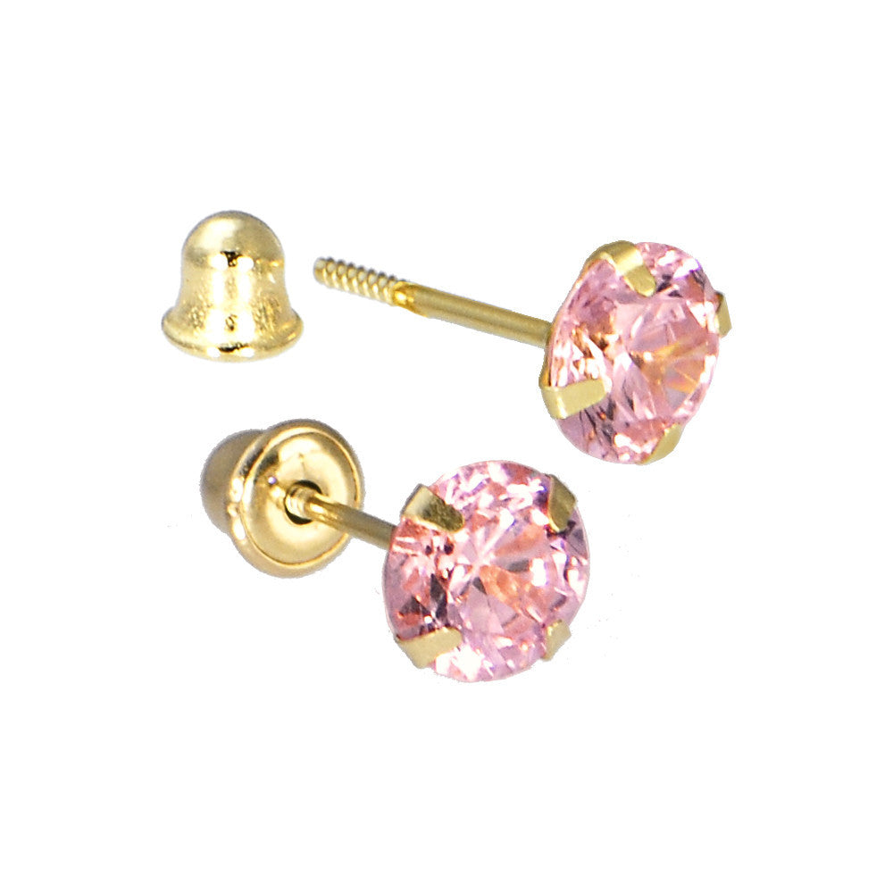 Solid 14k Yellow Gold .47 Carat Cubic Zirconia OCTOBER Birthstone Earrings