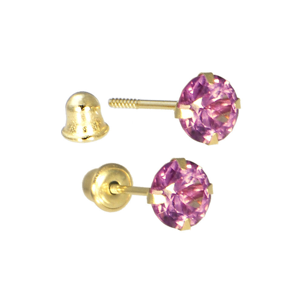 Solid 14k Yellow Gold .47 Carat Cubic Zirconia JUNE Birthstone Earrings