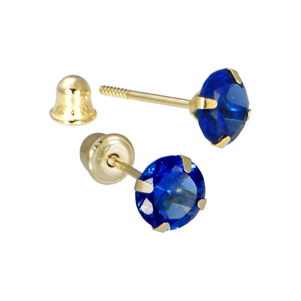 Solid 14k Yellow Gold .47 Carat Cubic Zirconia SEPTEMBER Birthstone Earrings