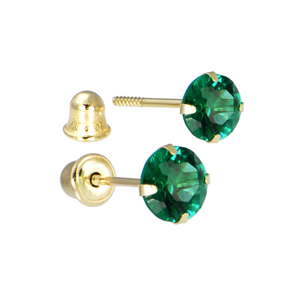 Solid 14k Yellow Gold .47 Carat Cubic Zirconia MAY Birthstone Earrings