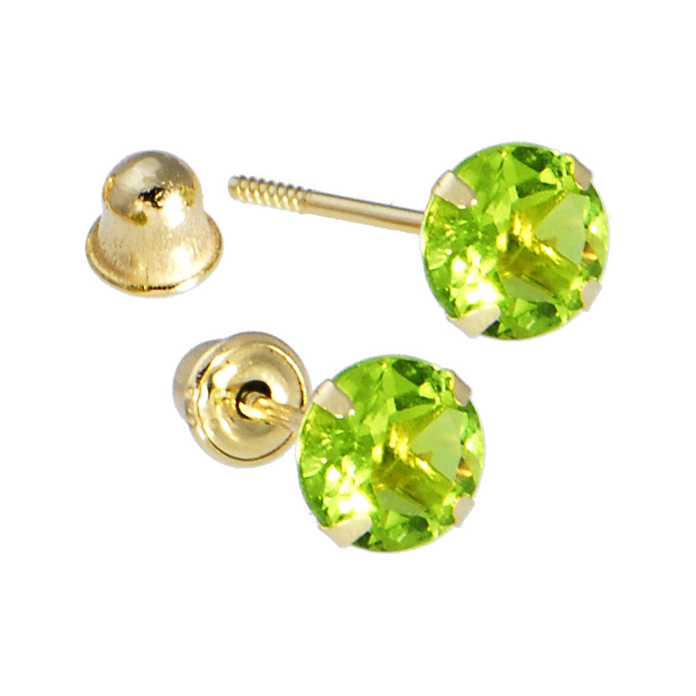 Solid 14k Yellow Gold .47 Carat Cubic Zirconia AUGUST Birthstone Earrings