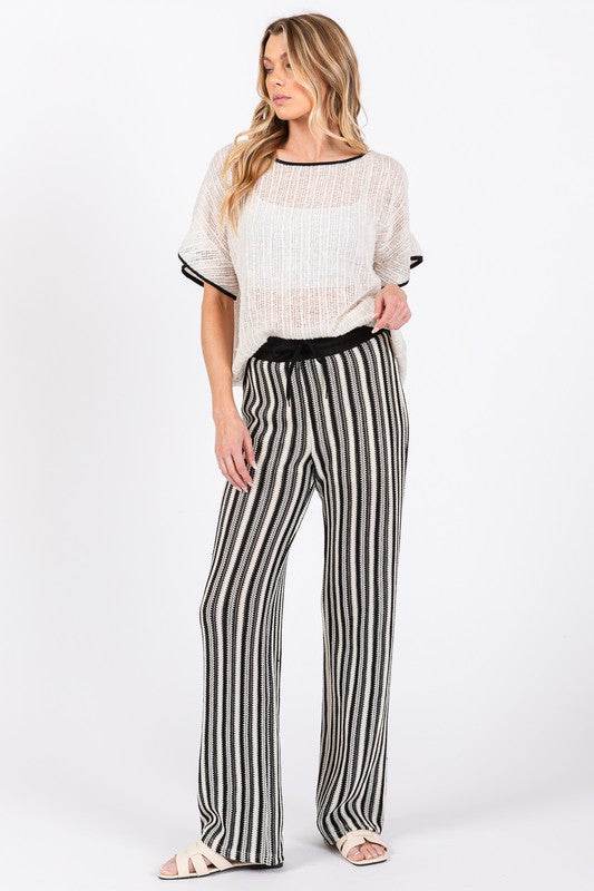 See-Through Stripe Knit Pants