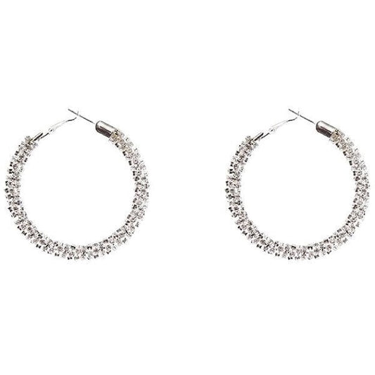 50mm Basic Full Cover Rhinestone Hoop Earrings