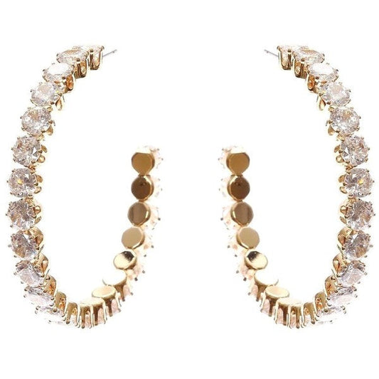 50mm Bold Crown Halo Cubic Zirconia Hoop Earrings