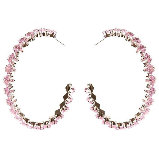 Square Crown Halo Cubic Zirconia Hoop Earrings