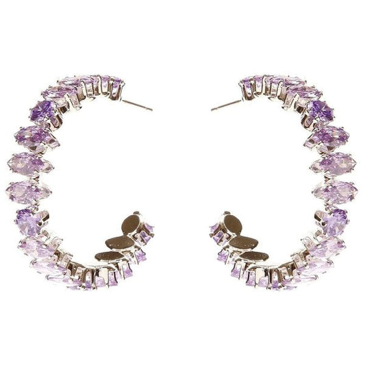 Marquise Crown Halo Cubic Zirconia Hoop Earrings
