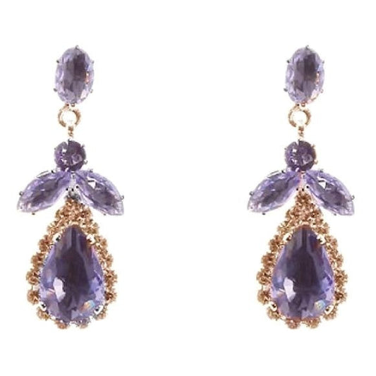 Modern Flower Pear Dangle Rhinestone Earrings