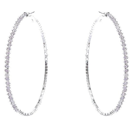 90mm Marquise Cut Halo CZ Hoop Earrings