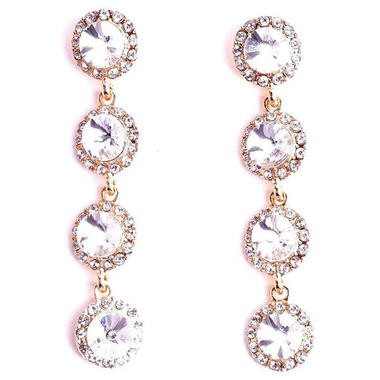 Connected Circles Rhinestone Dangle Earrings