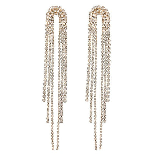 Reversed U Waterfall Rhinestone Earrings