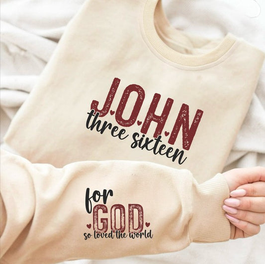 John 3 16 For God So Loved Crew Sweatshirt