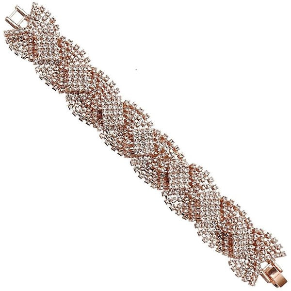 Square Twist Dazzling Rhinestone Foldover Bracelet