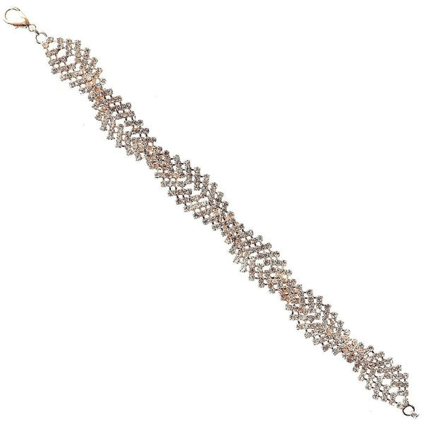 Two Twist Lines Cross Rhinestone Link Bracelet