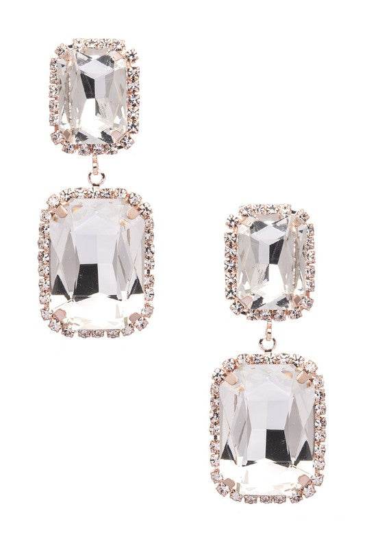 Square Drop Crystal Earrings