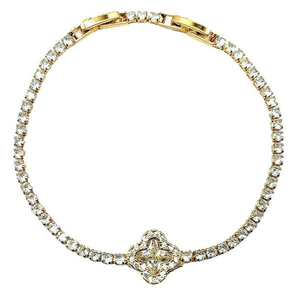 Radiant Clover Rhinestone Bold Tennis Bracelet