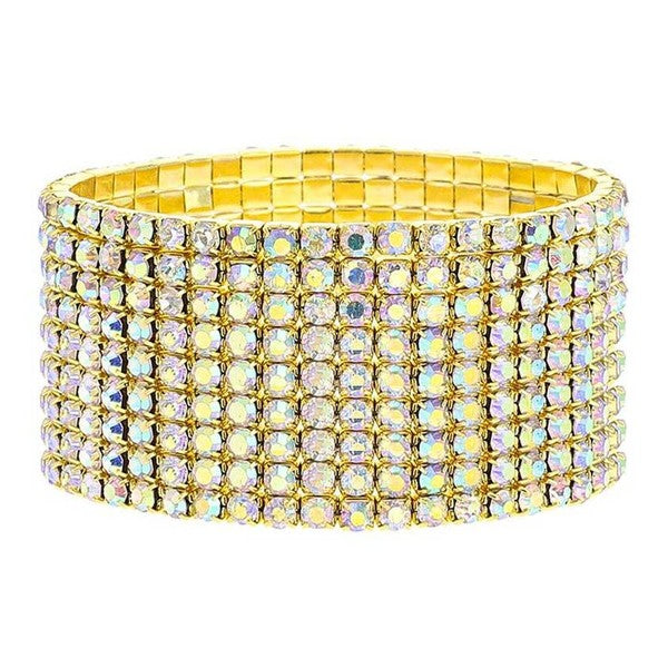 9 Row Strand Line Stretch Rhinestone Bracelet