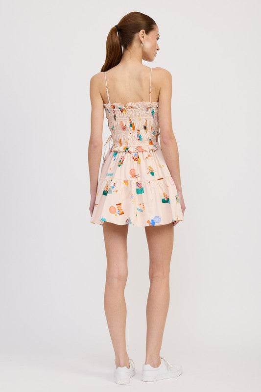 GATHERED POPLIN MIN DRESS
