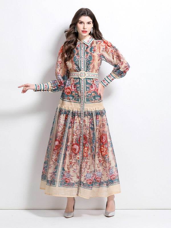 WOMEN FASHION CHIFFON MAXI DRESS