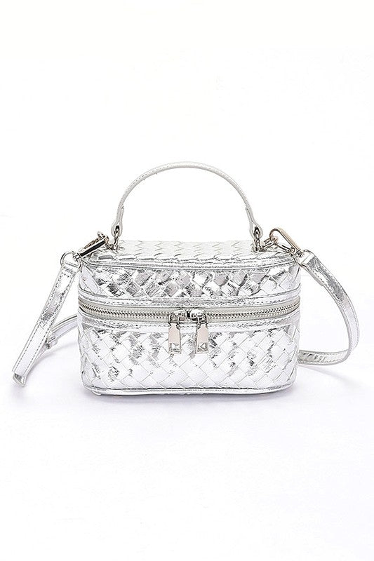 Braided Metallic Top Handle Vanity Swing Bag