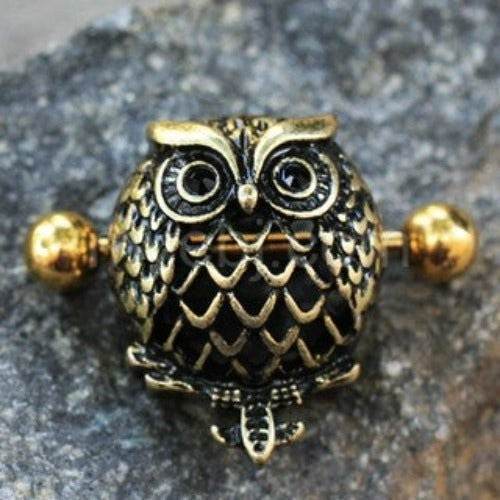 Antique Gold Plated Owl Dome Shape Nipple Shield