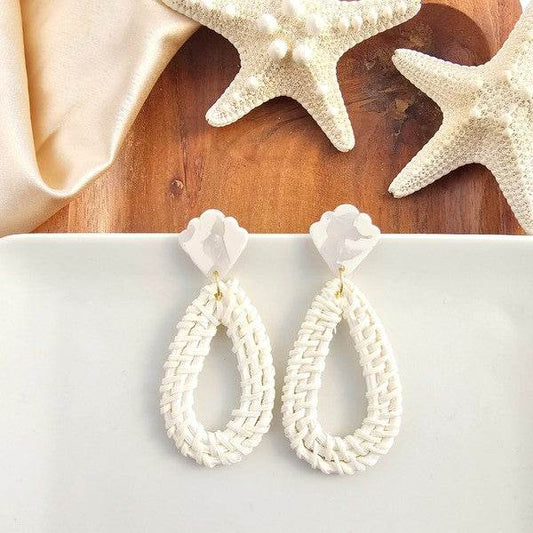 Malia Earrings - Light Rattan