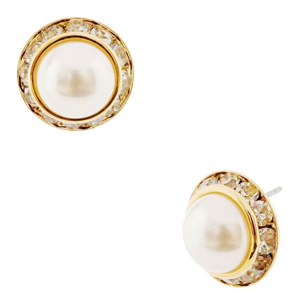 Timeless 10mm Faux Pearl Rondelle Stud Earrings