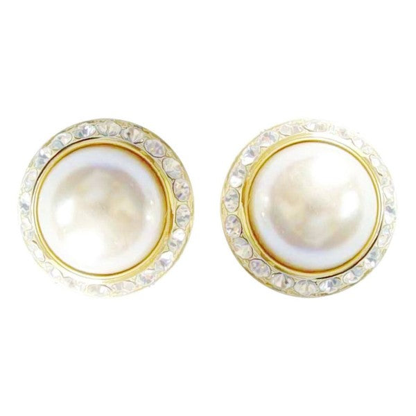 Timeless 15mm Faux Pearl Rondelle Stud Earrings