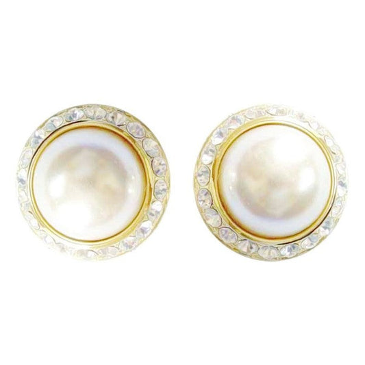 Timeless 15mm Faux Pearl Rondelle Stud Earrings